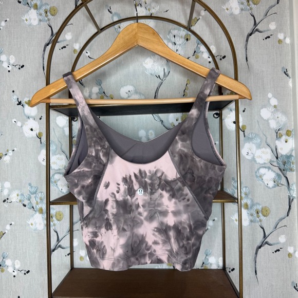Lululemon Align Tank Top Diamond Dye Graphite Grey Pink Bliss Size 6 Yoga Crop - Picture 3 of 5
